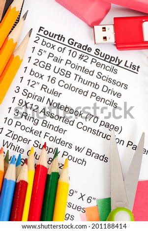 School: List Of Required Supplies For Fourth Grade In Elementary School