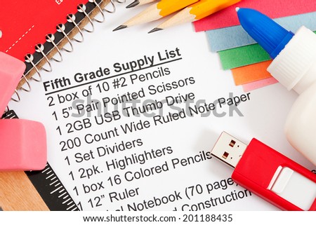 School: List Of Needed School Supplies For Fifth Grade