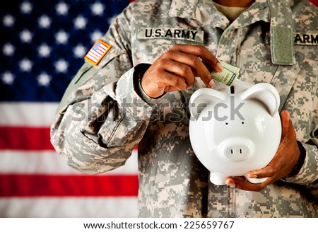 Soldier: Saving Up Money In Piggy Bank