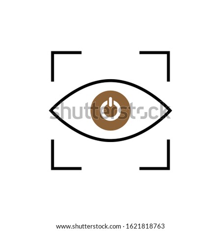 viewfinder eye vector icon symbol. On off Eye in camera focus. Stock vector illustration isolated on white background.