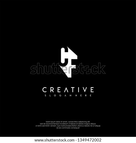 abstract technology modern CF logo letter in shadow shape design concept
