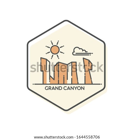 Grand Canyon National Park - Arizona, U.S.A Lineal Color Icon. Landmark Buildings Icon Vector Illustration Concept.