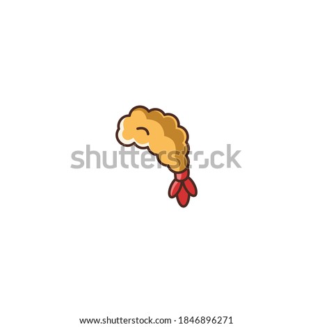 Illustration of Fried Shrimp Filled Color Icon - Fast Food Icon Set Vector Illustration Design.