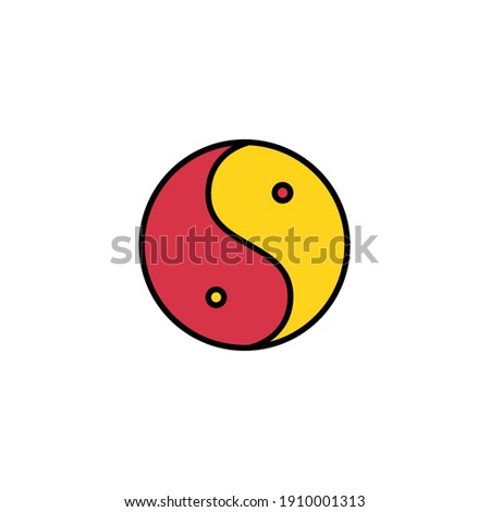 Yin Yang Sign Filled Color Icon - Lunar New Year Elements Icon Set Vector Illustration