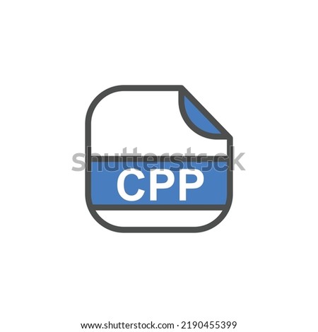 CPP File Extension, Rounded Square Icon with Text - Format Extension Icon Vector Illustration.
