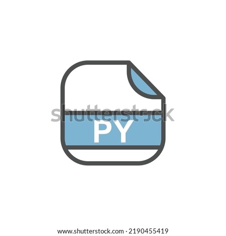 PY File Extension, Rounded Square Icon with Text - Format Extension Icon Vector Illustration.
