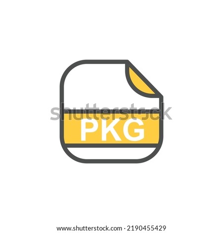 PKG File Extension, Rounded Square Icon with Text - Format Extension Icon Vector Illustration.