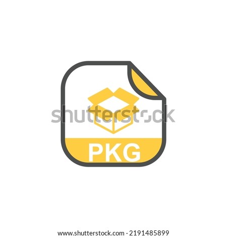 PKG File Extension, Rounded Square Icon with Symbol - Format Extension Icon Vector Illustration.