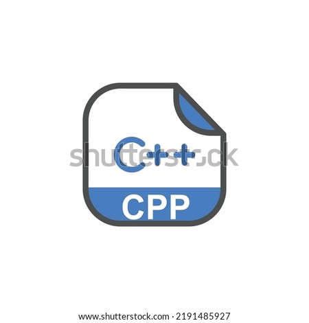 CPP File Extension, Rounded Square Icon with Symbol - Format Extension Icon Vector Illustration.