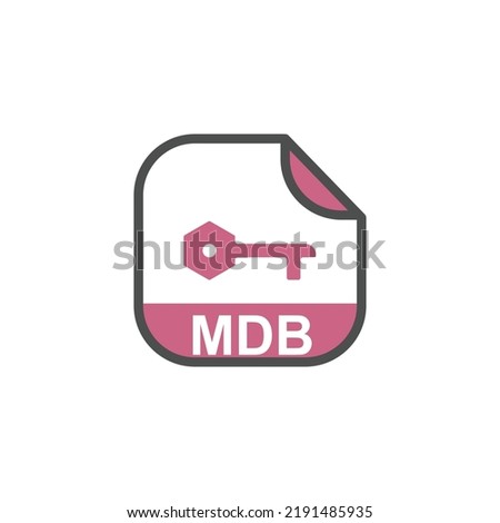 MDB File Extension, Rounded Square Icon with Symbol - Format Extension Icon Vector Illustration.