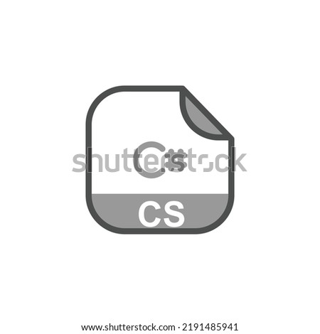 CS File Extension, Rounded Square Icon with Symbol - Format Extension Icon Vector Illustration.