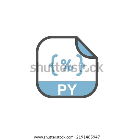 PY File Extension, Rounded Square Icon with Symbol - Format Extension Icon Vector Illustration.