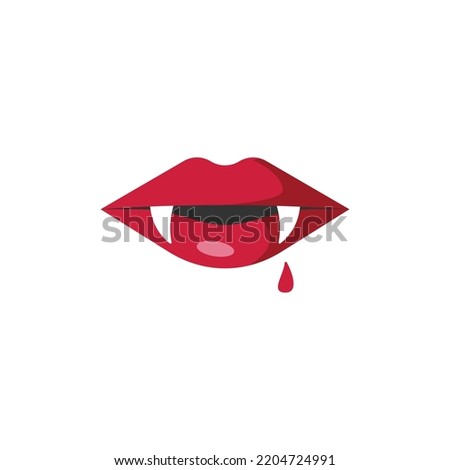 Vampire Lip Flat Icon - Halloween Elements Icon Vector Illustration.