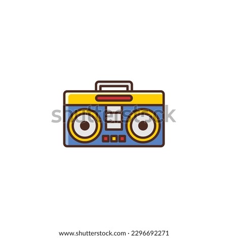 Music Boombox Filled Color Icon - Happy New Year Party Vector Illustration.
