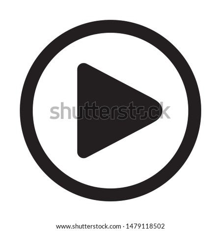 Play button icon design. Round play button icon in flat style design. Vector illustration.