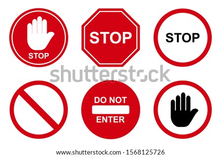 Traffic stop icon design. Set of traffic stop sign icon in trendy flat style design. Vector illustration.