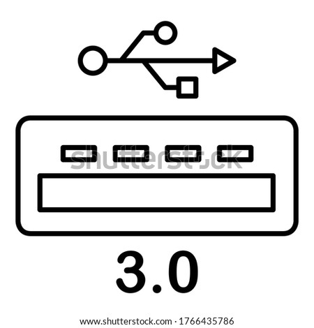 USB 3.0 slot icon in trendy outline style design. Vector illustration isolated on white background.