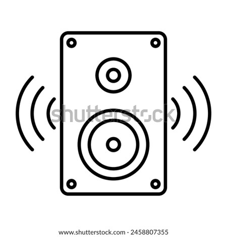 Speaker sound system icon in modern outline style design. Vector illustration isolated on white background.