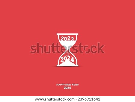 Sand Clock with New Year Concept. Happy New Year 2024. vector illustrations