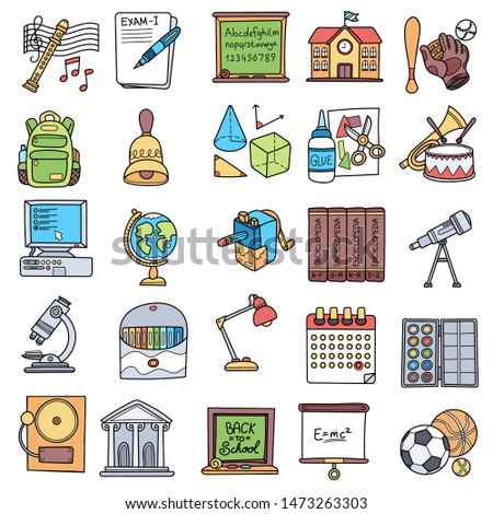 hand drawn icon collection - School education