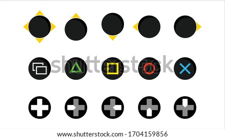 Gamepad Control Button Icons Vector. Joystick Illustration Template