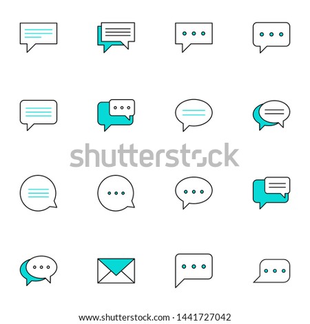 message, message, sms, chat, chatting, talk, inbox filled line blue icons set. simple colored line icons symbol vector illustration