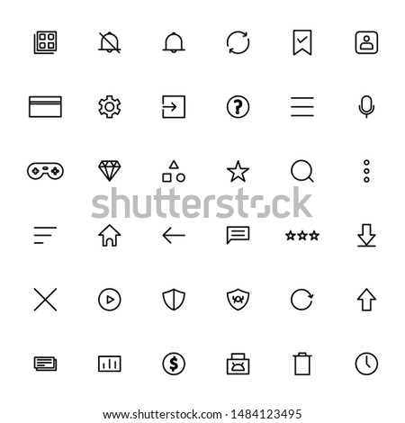 Software and apps Store universal user interface outline icons. Bold line UI icons set.