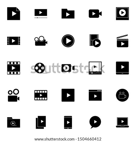 simple sets of video player solid icons suitable for web, app, interface and software.