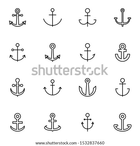 Anchor, maritime outline icon set. creative  harbour, port line icons sign vector illustration.