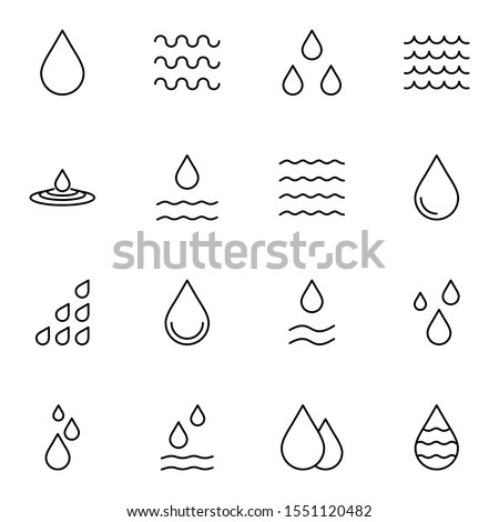Water icon set. creative liquid, rain, raindrop outline icons sign, vector illustration.
