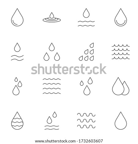 Water, droplet outline icon set. Simple rain, water drop icon sign concept. vector illustration. 