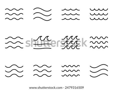 water, river and sea symbol icon set