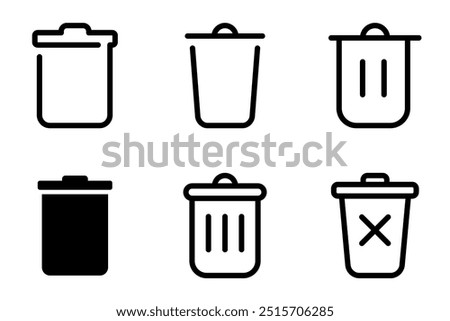 delete, trash bin, garbage icon symbol vector template collection