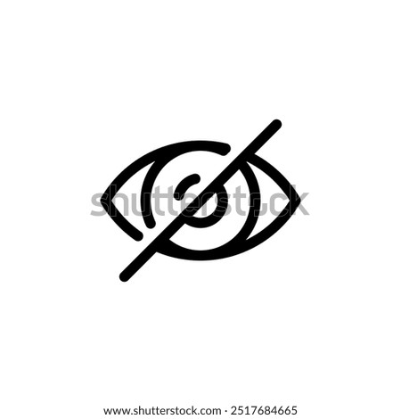 closed eye, eye slash, hide icon symbol vector template