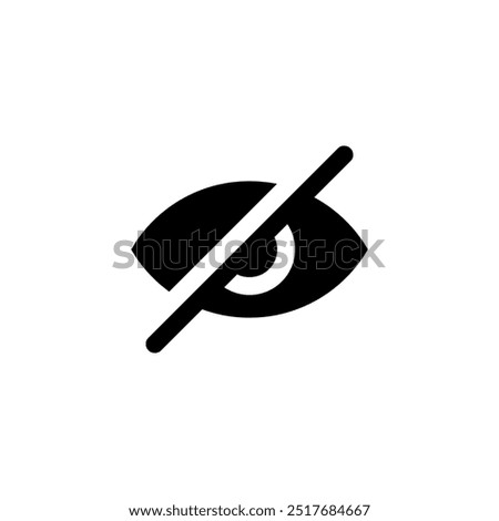 closed eye, eye slash, hide icon symbol vector template