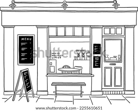 Shop front sketch Cafe Restaurant Small Business Hand drawn line art illustration