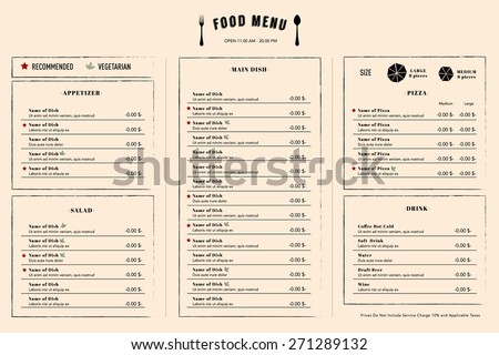 Restaurant Menu Design Template layout with logo name