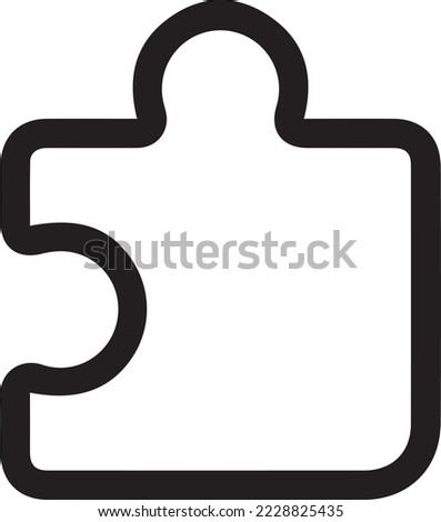 Outline puzzle part icon, Jigsaw puzzle piece, app addition pictogram. Business solution, game challenge, gaming plugin, extension and addon. Vector icon.