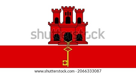 National Gibraltar flag, official colors and proportion correctly. Gibraltar flag. Vector illustration. EPS10.