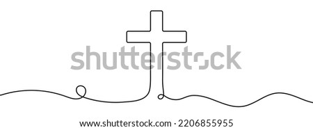 Continuous drawn one line of the symbol of religion. Vector illustration.
