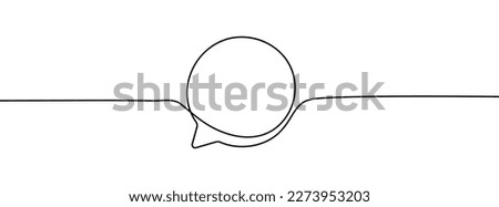 Continuous one line drawing of speech bubble. Message vector illustration