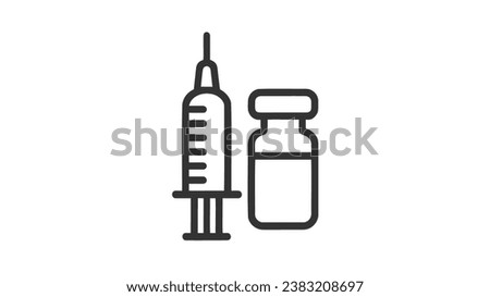 Vector icon of a syringe next to a medicine vial.