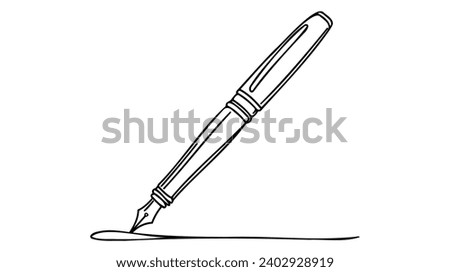 Continuous one line of fountain pen in silhouette on a white background. Linear stylized. Minimalist.