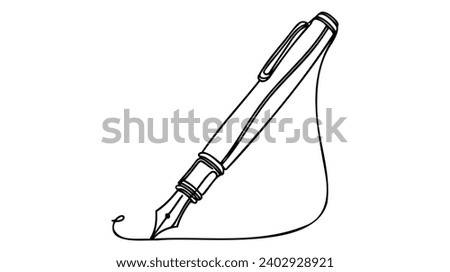 Continuous one line of fountain pen in silhouette on a white background. Linear stylized. Minimalist.