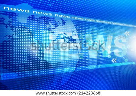 words News on digital blue background