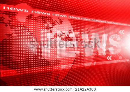 words News on digital red background