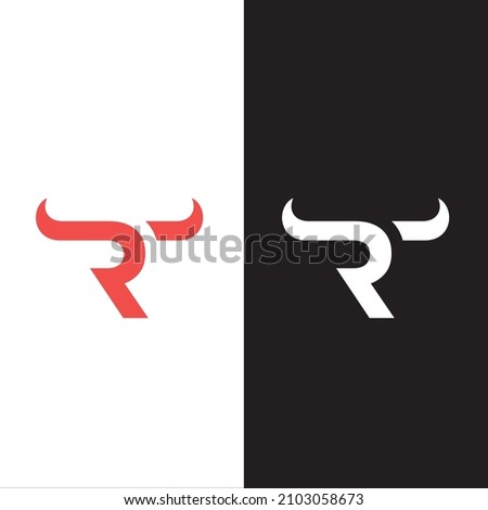 Creative Letter R Logo. Horn Bull Letter R Vector Logo Design Template