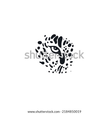 Vector stylized silhouette face leopard. Artistic creative design. Retro style.