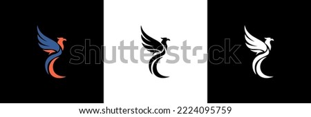 Phoenix Logo flying bird abstract design vector template. Eagle falcon soaring Logotype concept icon.