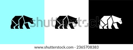 Geometric minimalist bear logo icon with black blue white color